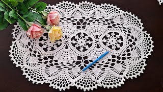 Oval Crochet TABLE RUNNER Chic Crochet Designs With Crochet BORDER  link parts 👇 [upl. by Uda]