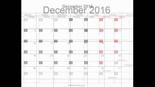 Free December 2016 Calendar Printable with holidays [upl. by Jermayne]