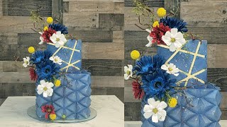 Airbrushed Velvet Texture Spray Geometric Butter Ganache Cake  Cake Decorating Tutorial [upl. by Erdnaed]