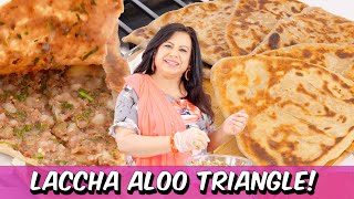 How to Make Perfect Stuffed Potato Laccha Aloo Triangle Parathas Recipe in Urdu Hindi  RKK [upl. by Loftis]