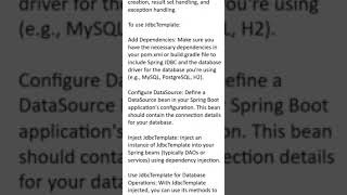 what is jdbctemplate  spring boot jdbc [upl. by Sevein]