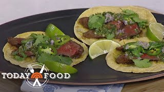 Grilled skirt steak tacos with salsa verde Get the recipe [upl. by Lajib261]