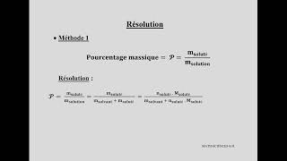 Molalité exercice 3  calcul du pourcentage massique [upl. by Aivat]