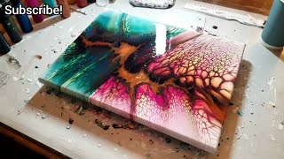 Colour Split Swipe with Copper Cell Activator  Acrylic Pouring Techniques [upl. by Nevla]