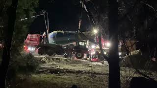 Tipped over Dauphinais Concrete Truck getting picked up by Teds [upl. by Annairdna235]