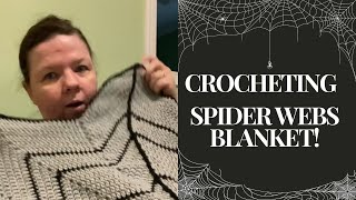 How I crocheted webs onto a spider web blanket [upl. by Lilly288]