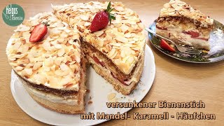 verdrehter versunkener Bienenstich mit MandelhäufchenMandelkuchen [upl. by Yesdnil]