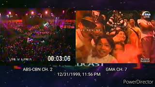 ABSCBN CH 2 amp GMA CH 7 12311999 1153 PM  01012000 1200 AM  HAPPY NEW MILLENNIUM 2000 [upl. by Idnim288]