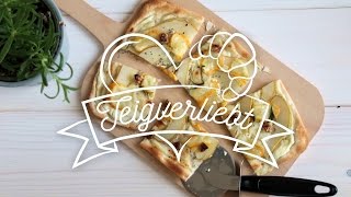 Rezept Flammkuchen mit Rotschmierkäse amp Birne  Teigverliebt [upl. by Muscolo]