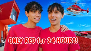 Using Only RED Things for 24 Hours Challenge 🎒🍅🥊 [upl. by Eudo]