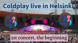 COLDPLAY first time LIVE in HELSINKI  Concert beginning with Chris Martin kissing the ground [upl. by Uhn]