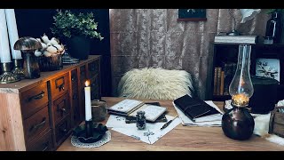 Vintage ASMR  Studying on a rainy night Quill writing page flipping machine typing no talking [upl. by Tully]