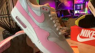 Nike Air Max 1 87 quotPINK RISEquot Metallic PlatinumPink RiseCollectionPart 540 [upl. by Ynffit]