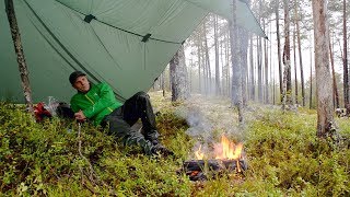 Rainy day under the Tarp Coffee and Camp Fire [upl. by Glynn]