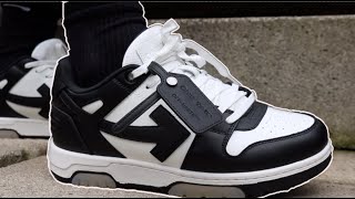 OffWhite Out Of Office lowtop sneakers BlackWhite ON FOOT [upl. by Brenner]