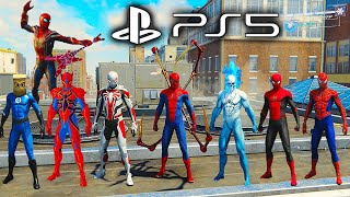 SPIDERMAN REMASTERED PS5 All Suits Showcase [upl. by Publea]