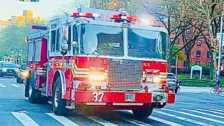 FDNY ENGINE 37 RESPONDING ON WEST 125TH STREET IN THE HARLEM AREA OF MANHATTAN IN NEW YORK CITY [upl. by Shanta862]