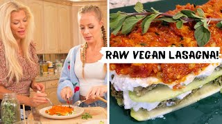 CARA BROTMAN Shows Us How To Make RAW VEGAN LASAGNA best raw food I have ever tasted [upl. by Sukram589]