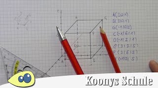 Würfel zeichnen und fehlende Koordinaten bestimmen  3D Vektorrechnung Abitur [upl. by Hussey824]