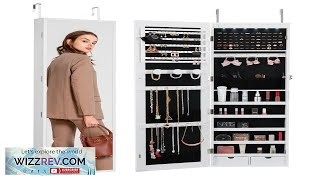 VEVOR Mirror Jewelry Cabinet 4705in Lockable Wall or Door Mounted Armoire White Review [upl. by Nilyram852]