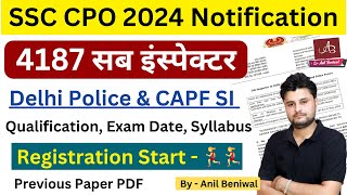 Delhi Police Sub Inspector SSC CPO 2024 Notification Out  Sub Inspector 4187 Post Exam Syllabus [upl. by Holbrooke]