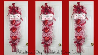 VALENTINE’S DAY ❤️YARDSTICK DOOR SWAGCENTERPIECEGARLAND DIY❤️DECO MESH WREATH POOFS amp RUFFLES ❤️ [upl. by Bremble]