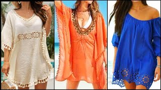 Womens Cover Up Beach Dress Beach Wear Mini Dress Ruffle Backless Ethnic Casual dress [upl. by Nealey431]