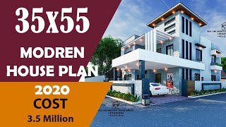 35 x 55 feet house plan 3d  210 sq yard 6 bhk latest home design  north facing Plan110 [upl. by Also236]