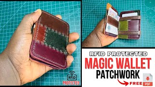 DIY Patchwork Leather Magic Wallet with RFID Protection  Free Pattern Template [upl. by Emmye389]