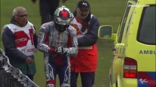 Lorenzo breaks collarbone in heavy Assen crash [upl. by Eadwine]