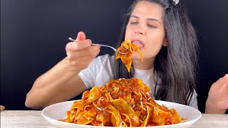 PAPPARDELLE PASTA BOLOGNESE  MUKBANG  ASMR  EATING SOUNDS [upl. by Reeba142]