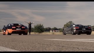 Ultra HD 4K RACE from dig 1200 HP Bugatti Veyron Vitesse vs Koenigsegg Agera R presented by Samsung [upl. by Zilla856]