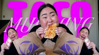 TACO BELL MUKBANG 먹방 EATING SHOW My fav Grilled Cheese Burrito  Packing day  FRIDAY MUNCHIES [upl. by Nref650]