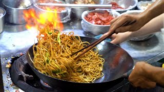 Chinese Street Food Fried noodles with egg fried rice fried broiler egg and vegetable pie [upl. by Kerred490]