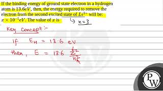 If the binding energy of ground state electron in a hydrogen atom is \136 eV\ then the ener [upl. by Bonnell542]