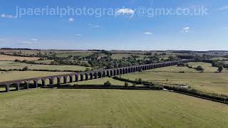 4k drone flight showing the Welland Valley Viaduct from Harringworth perspective [upl. by Eltsirk]