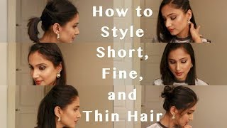 6 Heatless Hairstyles for Fine Thin and Short hair  How to style 3rd day Short Fine and Thin hair [upl. by Atilegna926]