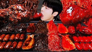 ASMR MUKBANG  직접 만든 불닭 짜장 버섯 양념치킨 소세지 먹방 amp 레시피 FRIED CHICKEN AND FIRE NOODLES EATING [upl. by Astor]