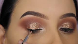 Classic Brown Glitter Eye Makeup Tutorial [upl. by Dlorej]