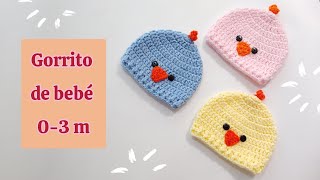 Gorrito para bebé a crochet muy fácil 03 meses tutorial paso a paso rápido de tejer [upl. by Sal]