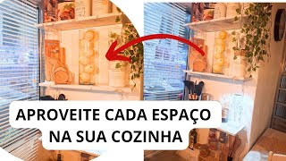 FIZ PRATELEIRAS PARA A COZINHA  COMO APROVEITAR ESPAÇOS NA COZINHA [upl. by Nirak]