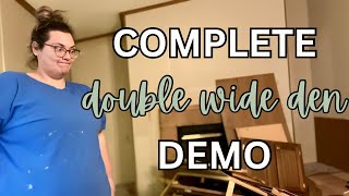 WE DEMO’D THE ENTIRE DEN Extreme mobile home transformation  renovating a 1991 double wide  ep13 [upl. by Eecyaj]