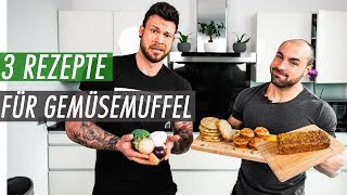 3 Protein Gemüserezepte für Gemüsemuffel  Gemüsepuffer GemüseMuffins amp Gemüsebrot [upl. by Worthy789]