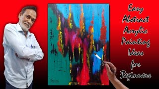 Easy Abstract Acrylic Painting  Ideas for Beginners  Step by step  Time lapse  Art by Mateen [upl. by Lela]