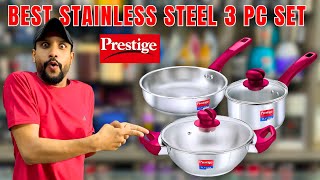 Prestiges Best Stainless Steel Cookware Set In INDIA  Stainless Steel Kadai Fry Pan amp Sauce Pan [upl. by Eintruok398]