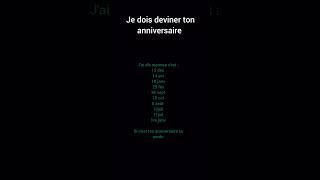 Je dois deviner ton anniversaire [upl. by Sitto]