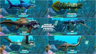 ALL 6 HUNGRY SHARK PRIMAL UNLOCKED AND GAMEPLAY [upl. by Phylis]