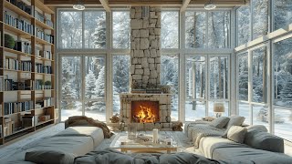 Tranquil Snowy Forest Fireplace for Relaxation  Cozy Ambience for Stress Relief and Better Sleep [upl. by Yntrok]