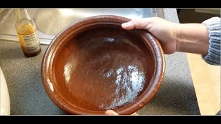 HOW TO SEASON A NEW UNGLAZED CLAY COOKING POT BEFORE FIRST USE  4K UHD [upl. by Dimo]