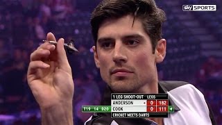 Alastair Cook v James Anderson  World Darts Championship Alexandra Palace [upl. by Aitrop]